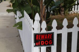 fence with a beware of dog sign Dog Bites Can Cause Serious