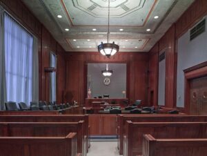 The inside of a courtroom