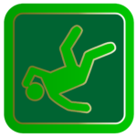 A graphic of a person falling