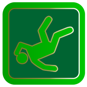 A graphic of a person falling